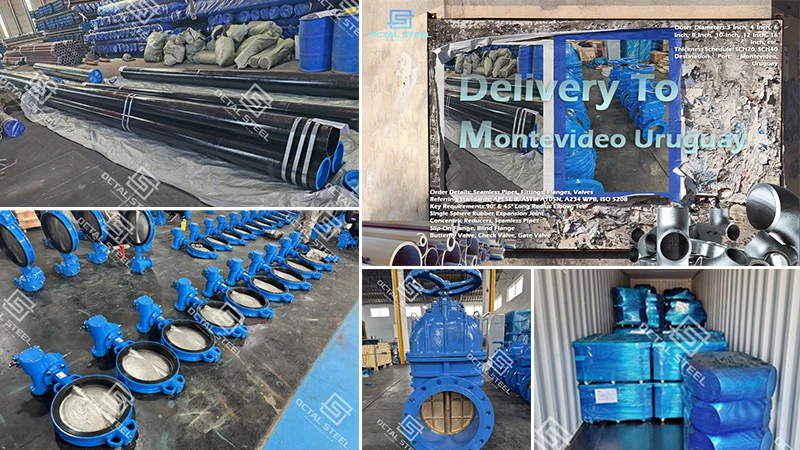 API 5L B Carbon Steel Pipes ASTM A105 Flanges A234 WPB Fittings Valves Delivery to Uruguay